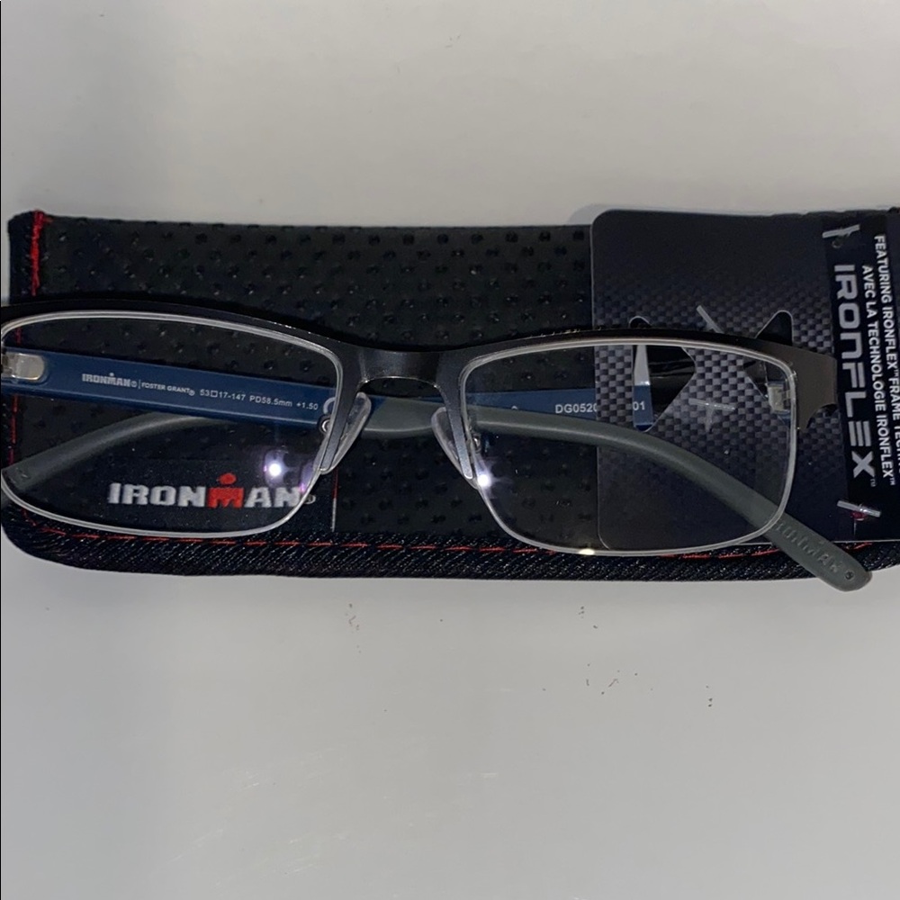Foster Grant Ironman Gray Glasses IM1001 +1.50
